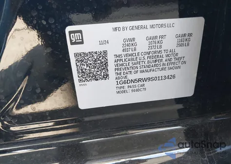 2025 Cadillac Ct5 Premium Luxury Rwd z USA, uszkodzony, nr VIN 1G6DN5RW9S0113426